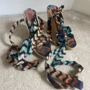 Missoni Multicolor Chevron Wedge Sandals